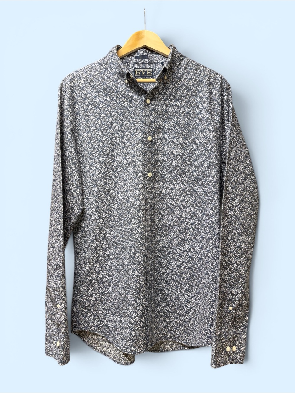 Rye Navy and White Micro-Print Button-Down Shirt